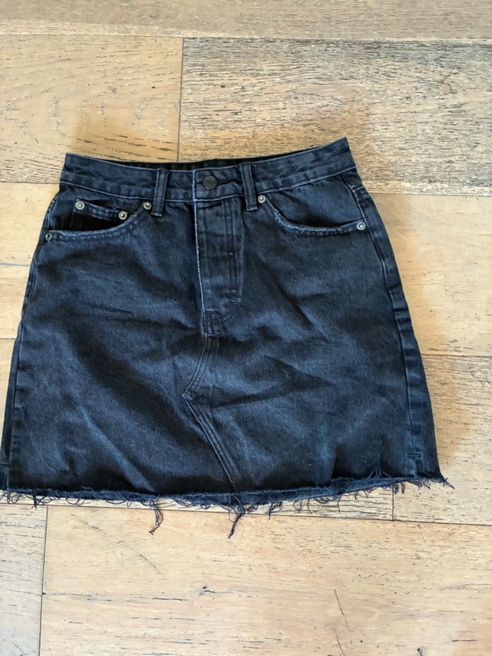 Glassons Black Frayed Hem Denim Mini Skirt